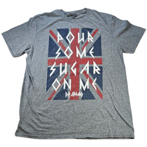 AMERICAN CLASSICS Def Leppard Men's Large Heather Gray Cotton Blend T-Shirt